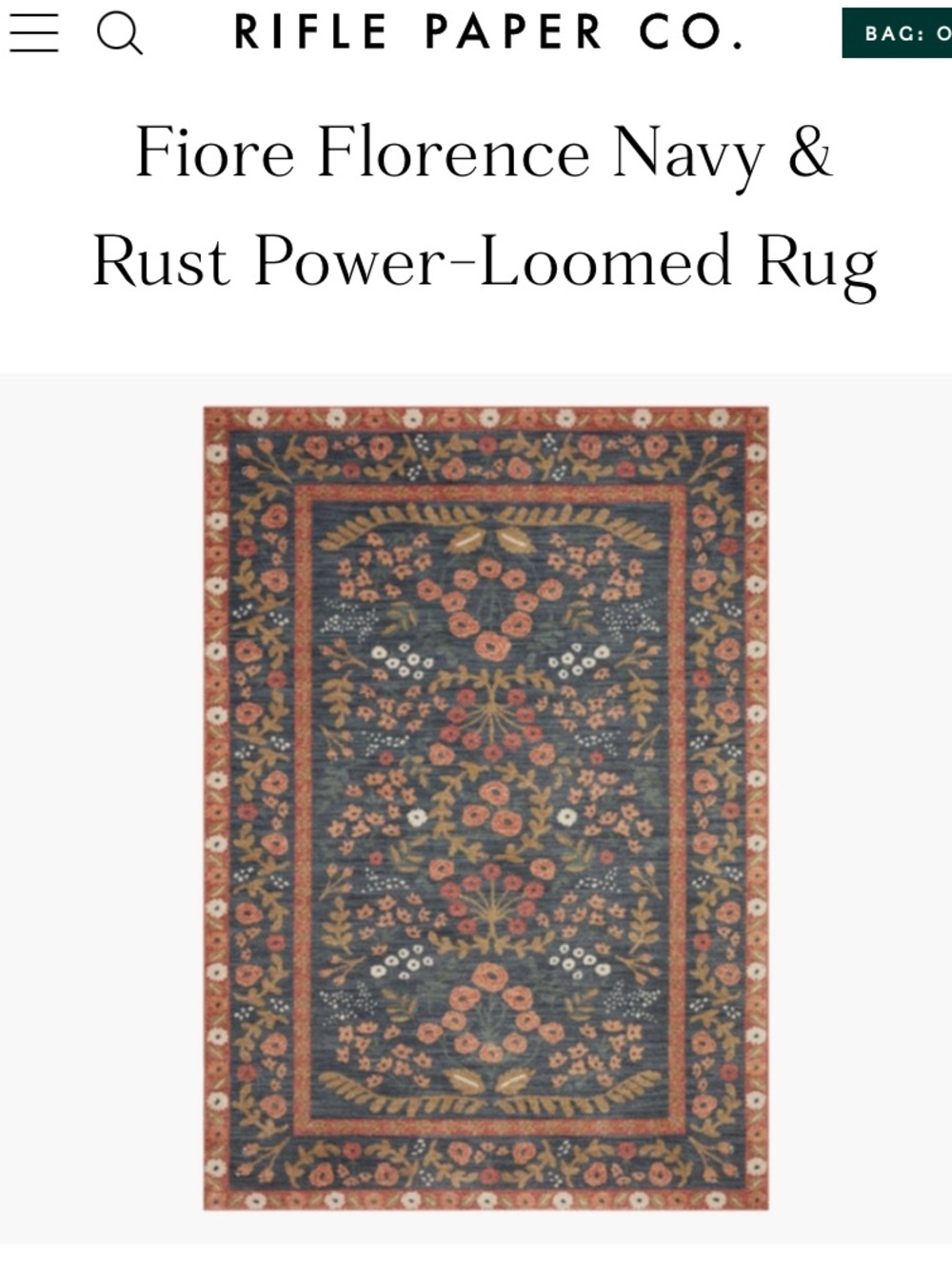 Rifle Paper Co. Fiore Florence Navy & Rust Rug